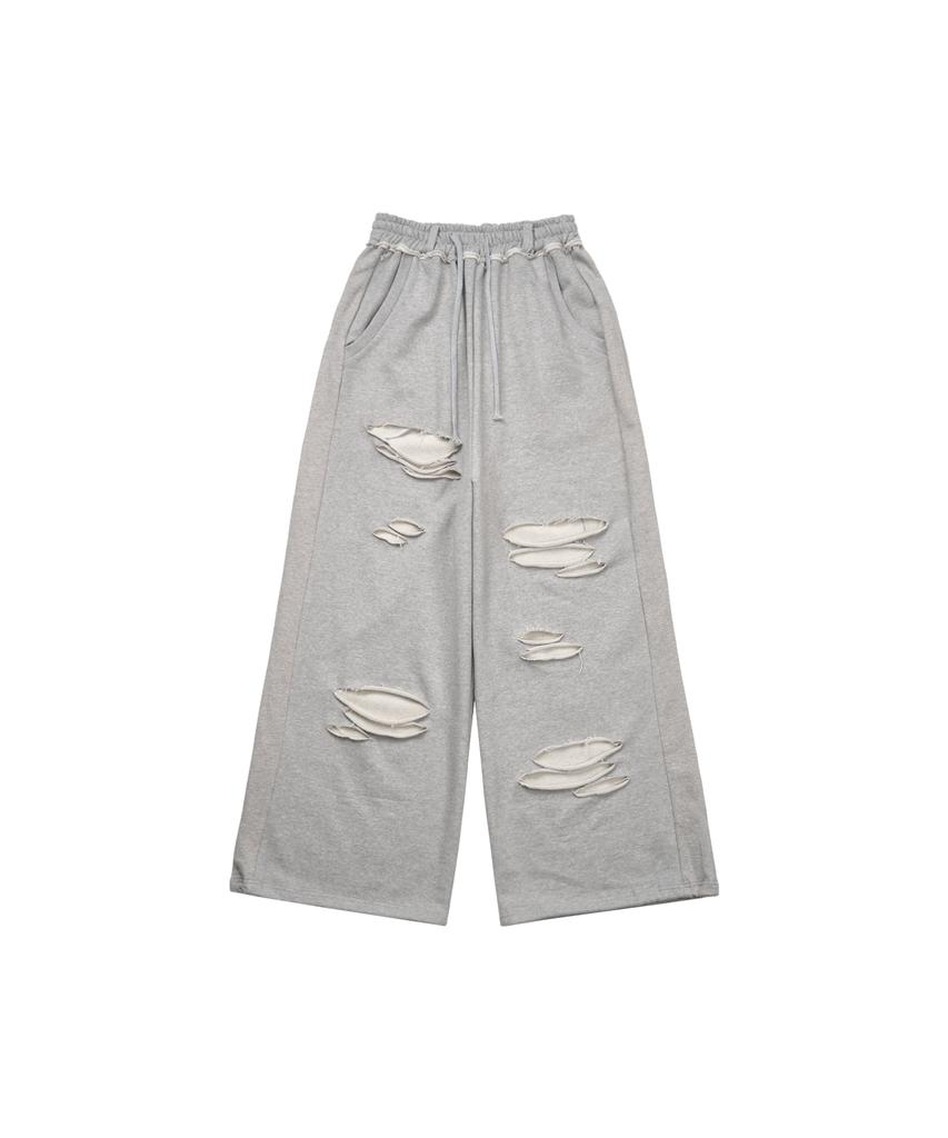 Gillaakaibeu Stitched Bold Logo Sweat Pants_Grey