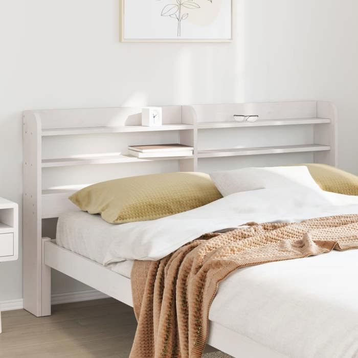 VidaXL Headboard with Shelves White 120 Cm Solid Pine Wood, Wooden Headboard, Headboard with Storage, Head of 850957