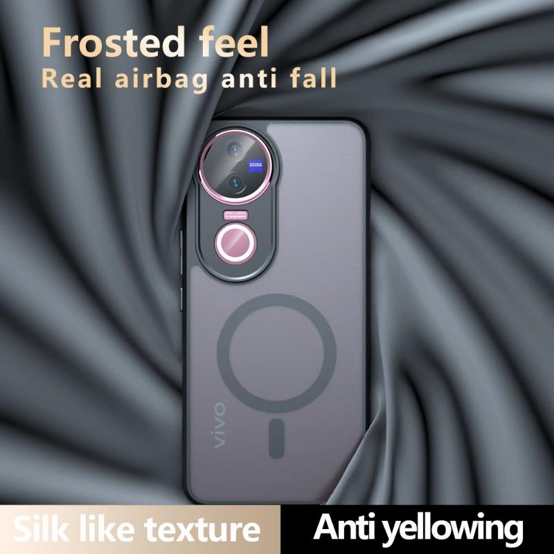 For Magsafe Magnetic Acrylic Case for Vivo V50 Lite V 50E Luxury Armor Frosted Shockproof Hard Bumper Cover for Vivo V50 Lite Y29 4G