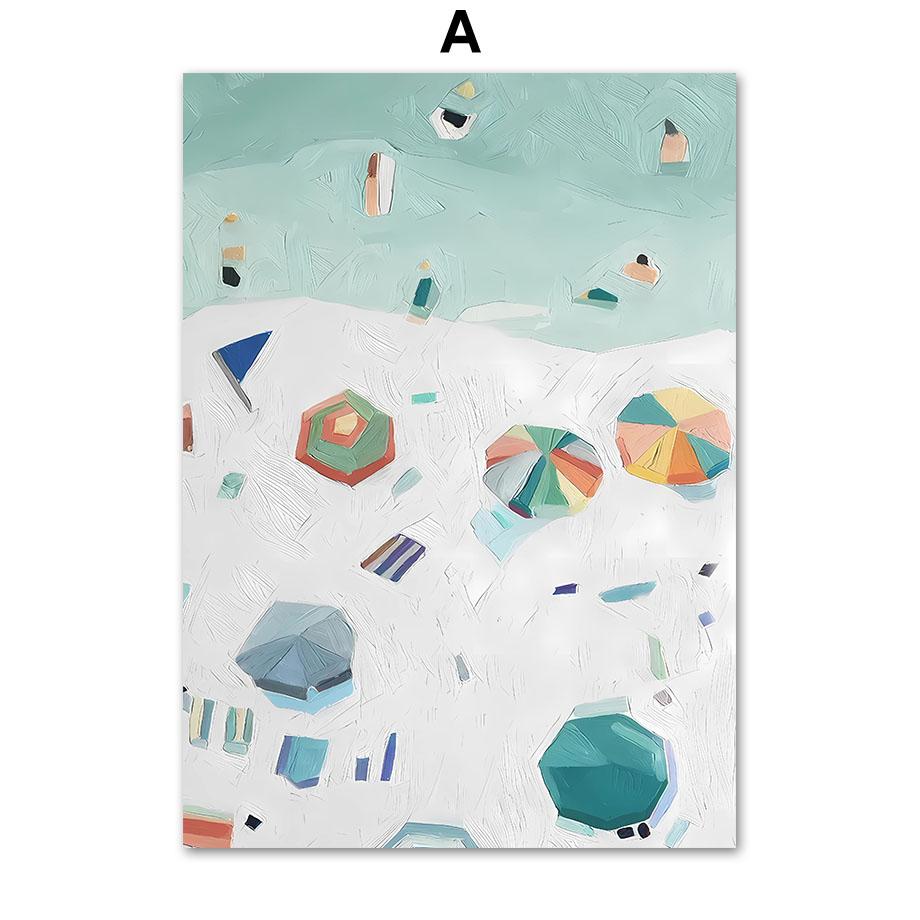 Boho Abstract Girl Sea Beach Leaf Illustration Wall Art Canvas Painting Nordic Poster And Prints Pictures For Living Room Decor