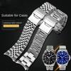 Arc Mouth Watch Band For Casio Watchband MDV-106 MDV-107 MDV-106D MTP-VD01 Stainless Steel Metal Men Strap Black Wristband 22mm
