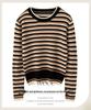 Women's 2025 Color-Block Striped Knit Sweater: Round Neck, Slim Fit, Warm Wool for Autumn/Winter