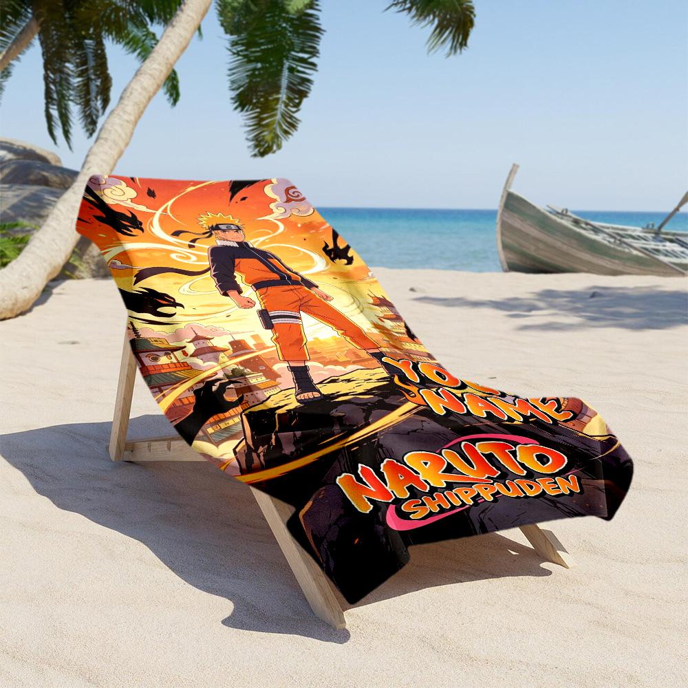 Naruto Character Customized Name Beach Towel Quick-Dry Soft Microfiber Perfect for Traveling Yoga Camping and Swimming