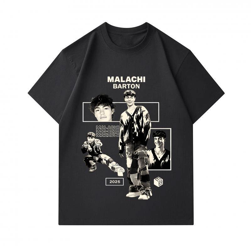 T-shirt Homme 100% Coton Col Rond Manches Courtes, Malachi Barton Rétro Vintage Impression Graphique Décontracté Confortable Quotidien pour 2025 Mode de Rue L
