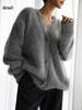Spring and Autumn Imitation Mink Cardigan Long Sleeve Knitted  Women's Tops  Casual Comfort Chic Knitwear Sweater