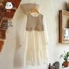Chanzuigou Girls' Tencel Lyocell Princess Style Fake Two-Piece Dress