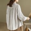 Shirt for Women Summer Plaid Cotton Loose Casual Long Sleeve Soft Loose Shirt Jaket Top