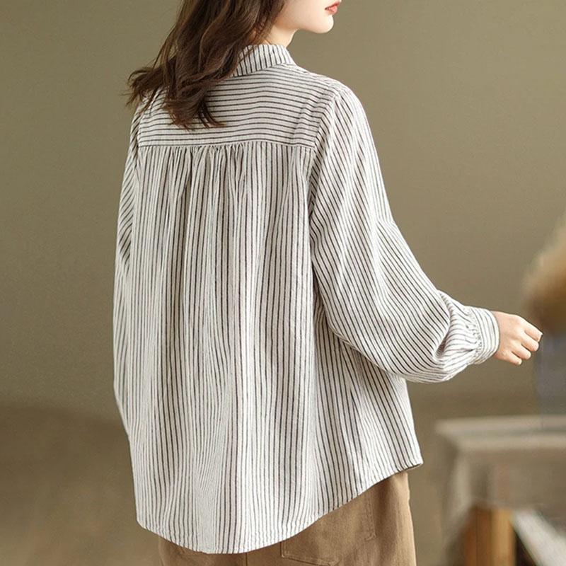 Shirt for Women Summer Plaid Cotton Loose Casual Long Sleeve Soft Loose Shirt Jaket Top