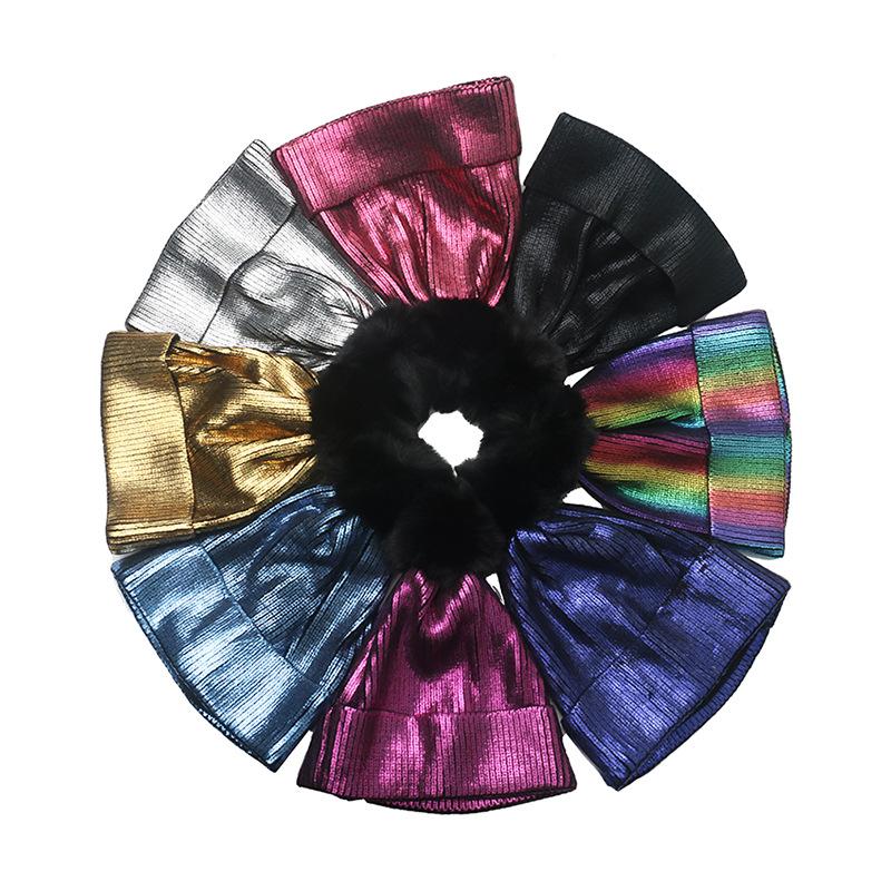 Autumn and Winter Bronzing Wool Hat Colorful Metal Hip-hop Street Hairball Knitted Hat Men and Women