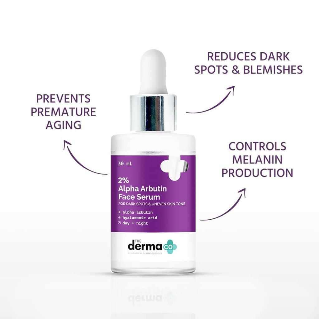 The Derma Co 2% Alpha Arbutin Face Serum 30ml Pack of 1 | Brightens Skin & Reduces Dark Spots