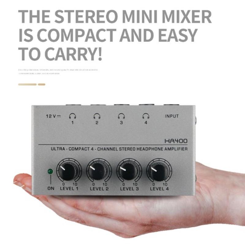 American/European Standard 4 Way Headphone Amplifier HA400 with Power Adapter Separate Control Earphone Amplifier