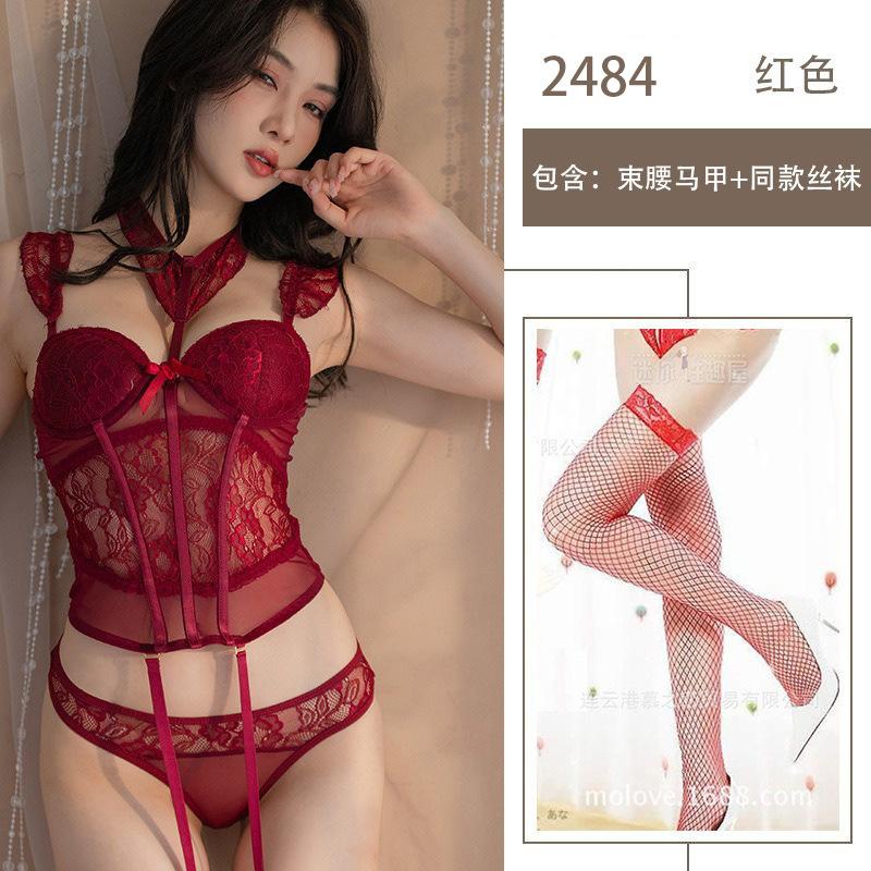 Sexy lingerie sexy hot steel tray gathering fun fishbone waist lace sex uniform pure desire