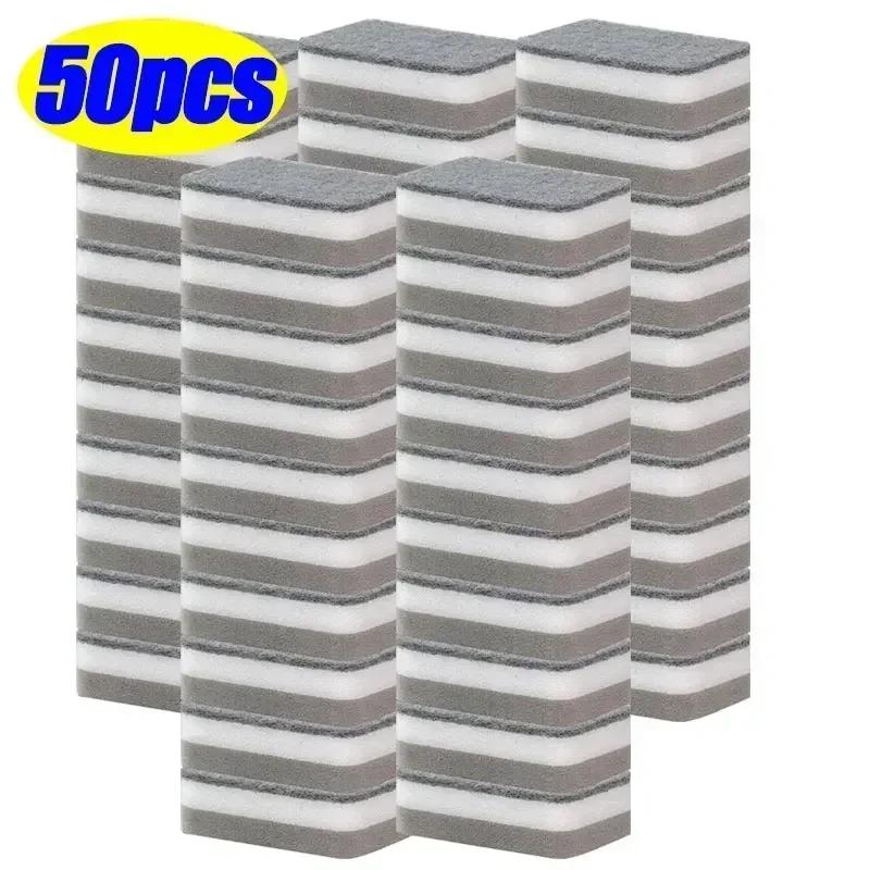 5-50Pcs Double-sided Cleaning Spongs Household Scouring Pad Kitchen Dish Cloth Auto Sponge Wipe Cleaning Towels Accessories