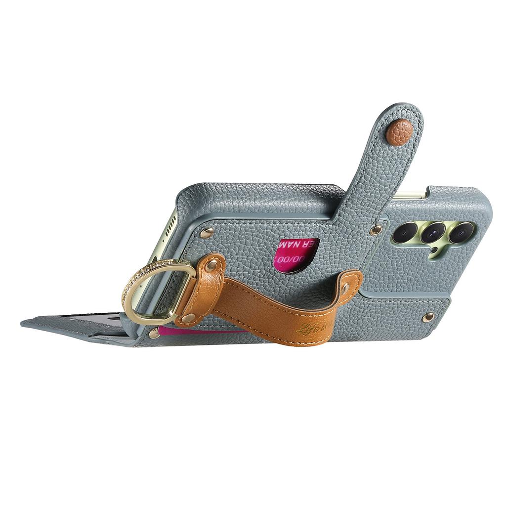 3-in-1 Leder-Brieftasche für Samsung A13/A14/A15/A17...S21/S22/S23...Stoßfest + Ständer + RFID-Schutz | Kristall-Akzentuierter Ring & Kartenfächer
