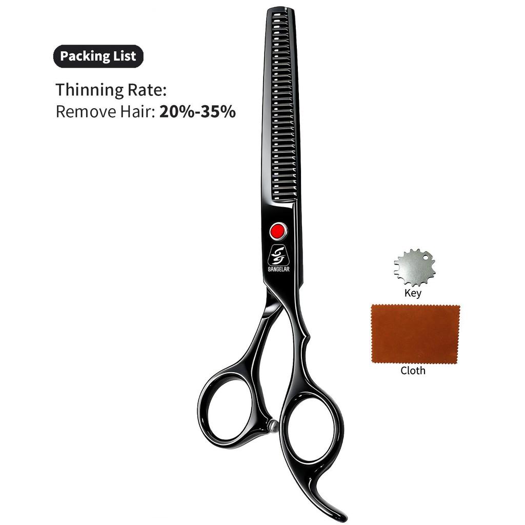 Sangelar 6.5 inch Colorful Pet Hair Scissors Thinning Scissors Pet Grooming Dog Scissors Professional Teddy Animal Hair Thinning Shear