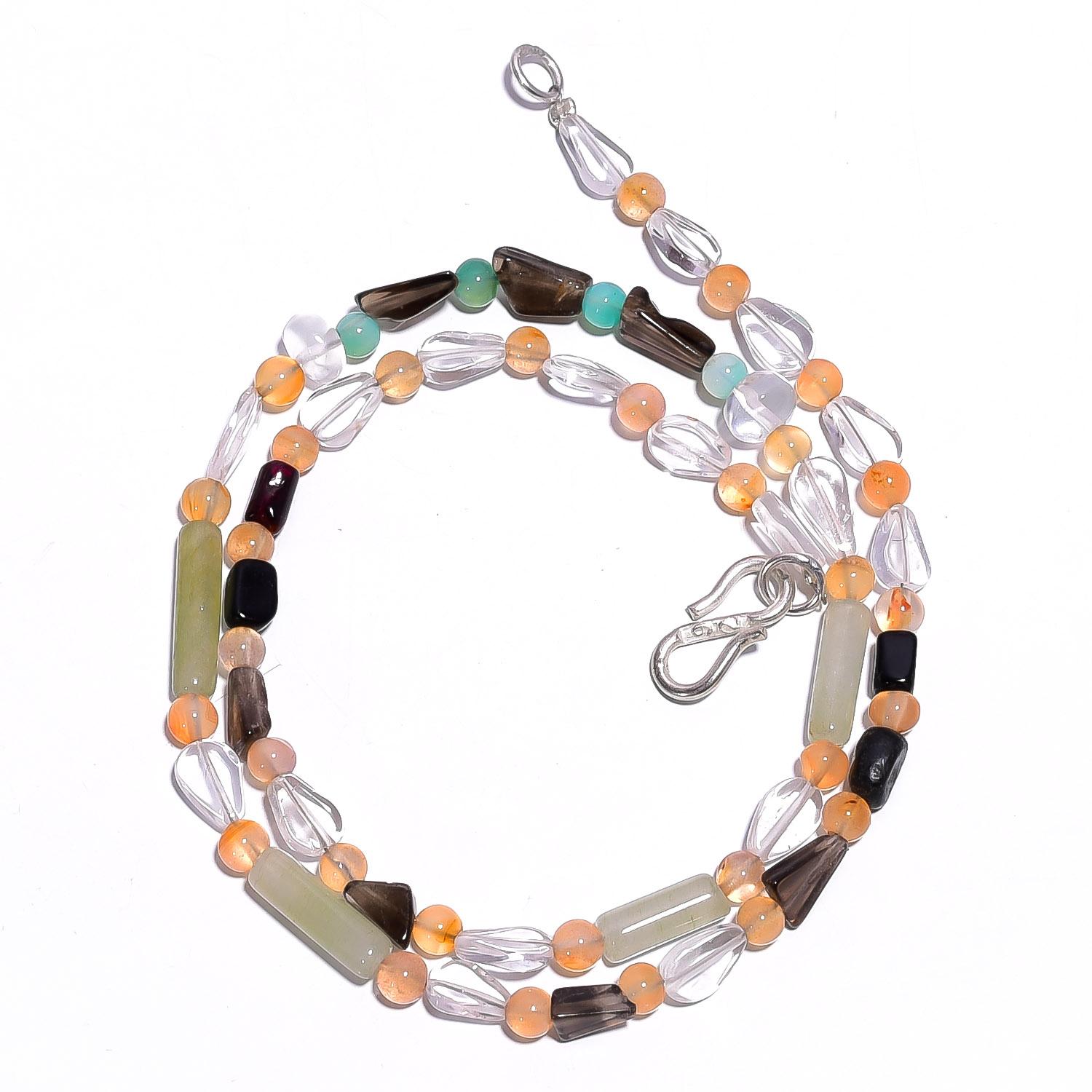 

Natural Crystal Smoky Quartz Aventurine Gemstone Beads Necklace 17 UB-4419 UB-4419