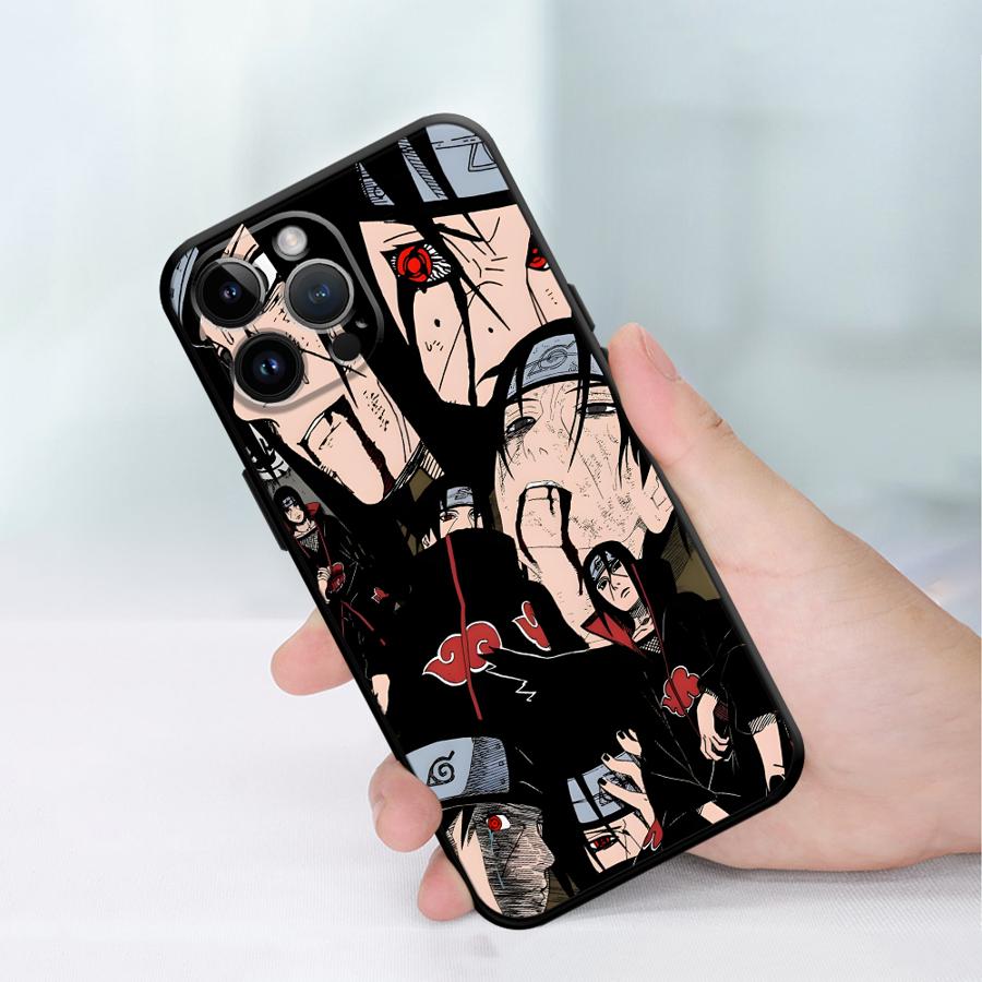 Case for iPhone 7 8 13 12 11 Pro Max XS Max 15 16 14 Plus XR Black Soft Phone Cover Anime Man Itachi