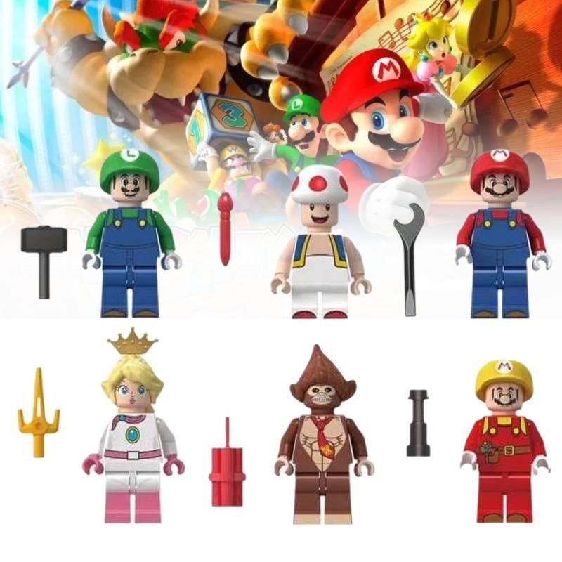 Colorful Mario Brothers Action Figures Abs Plastic Building Blocks Set