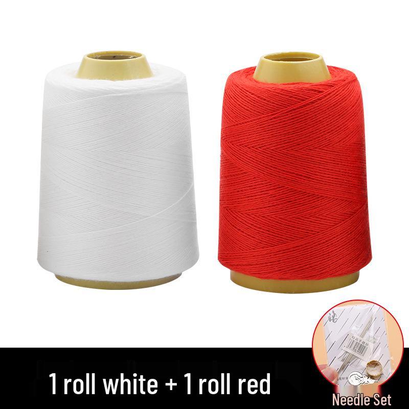 Quilting Needle & 3-Ply Extra Thick Cotton Thread Ball for Handmade Sewing & Mending - White, Large Roll