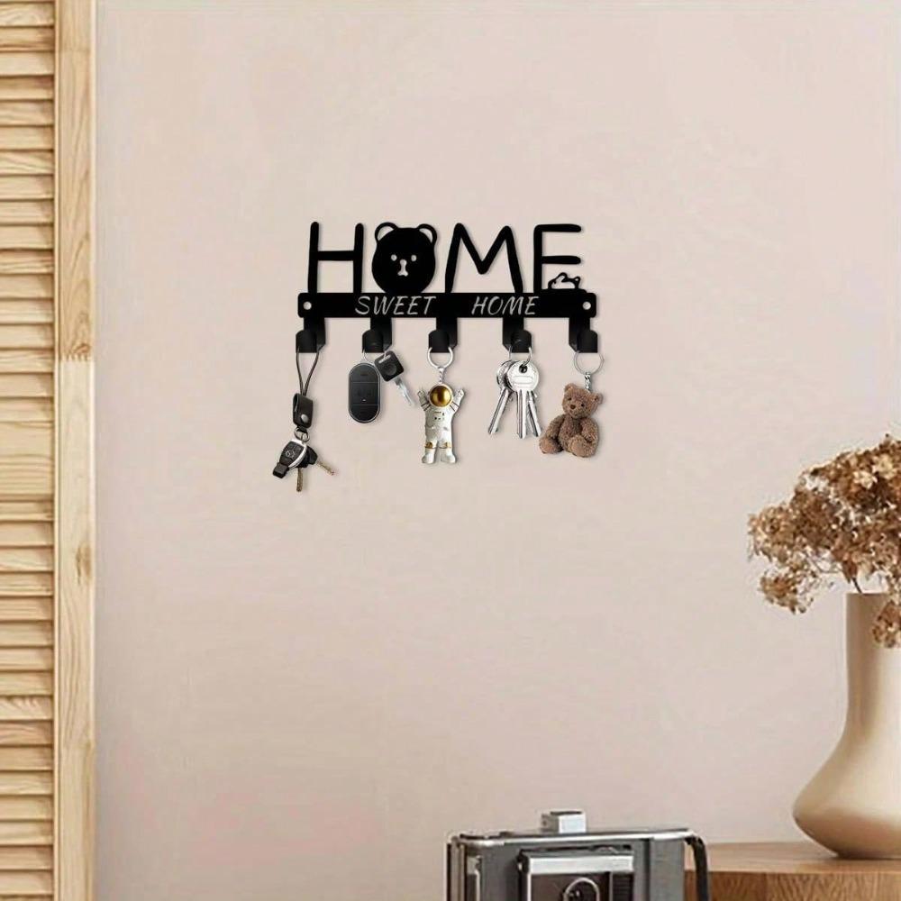 Heavy Duty Metal Key Holder Wall Mount 5.91 Inch Rustic Entryway Organizer with Hook for Keys Hat Indoor Outdoor Durable Housewarming Gift