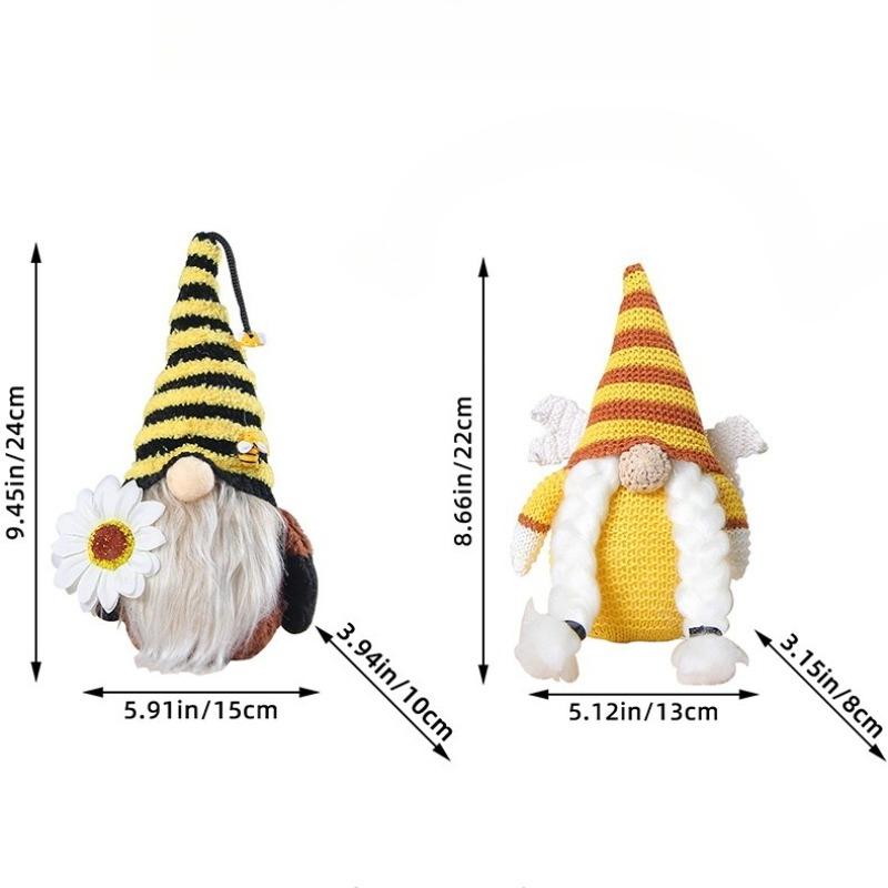 Sunflower Faceless Doll Ornament Bee Festival Knitted Plush Doll Decoration Cute Dwarf Home Fun Decoration Supplies Props New