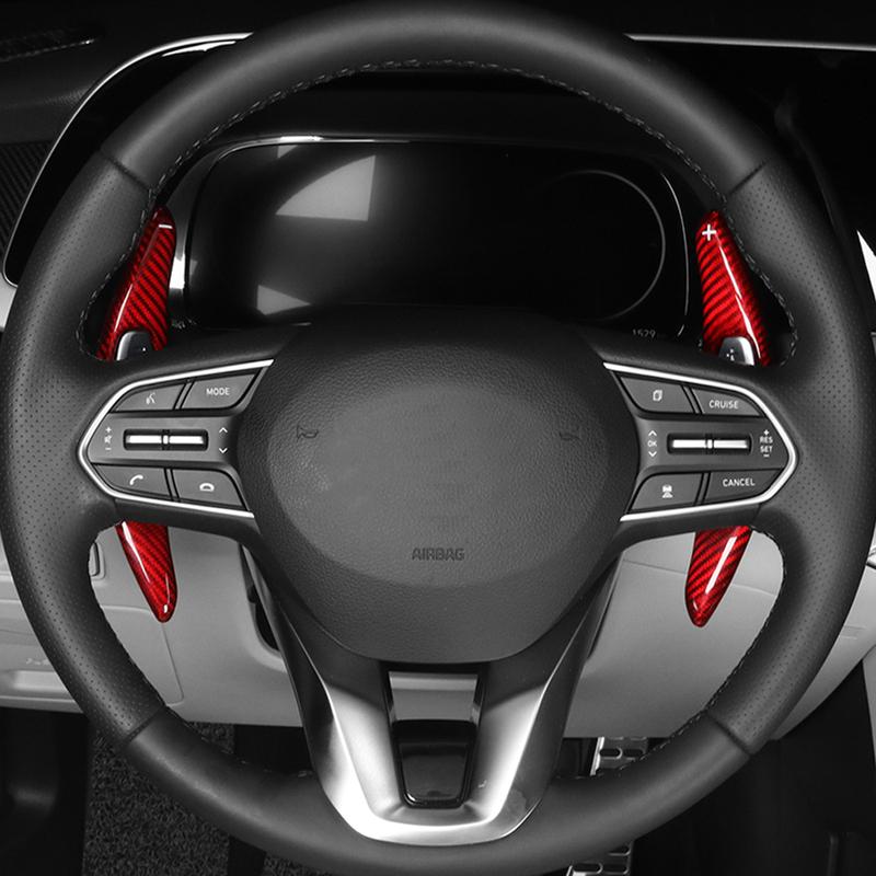 Car Interior Aluminum Alloy Carbon Fiber Steering Wheel Shift Paddle Extension Rod Decoration For Hyundai Palisade -
