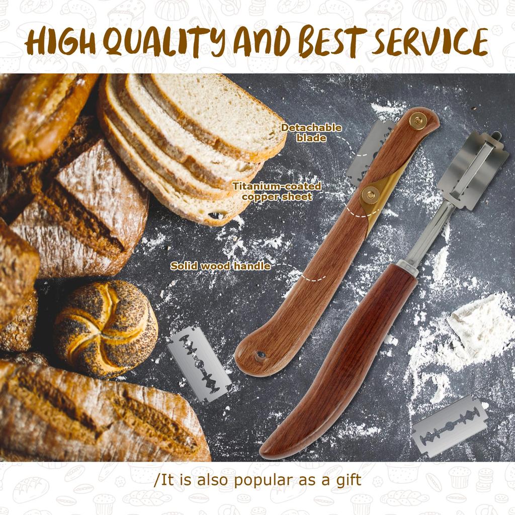 Bread Lame Slashing Tool Dough Scoring Cutter with 5/6/10 Blades Protection Cover Portable Baker Cuter Set Straight and Curved