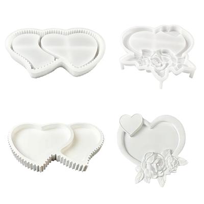 2Pcs Heart Shape Tray Molds Professional Silicones Candle Molds For Resins Casting Jewelry Tray Gypsum Decoration