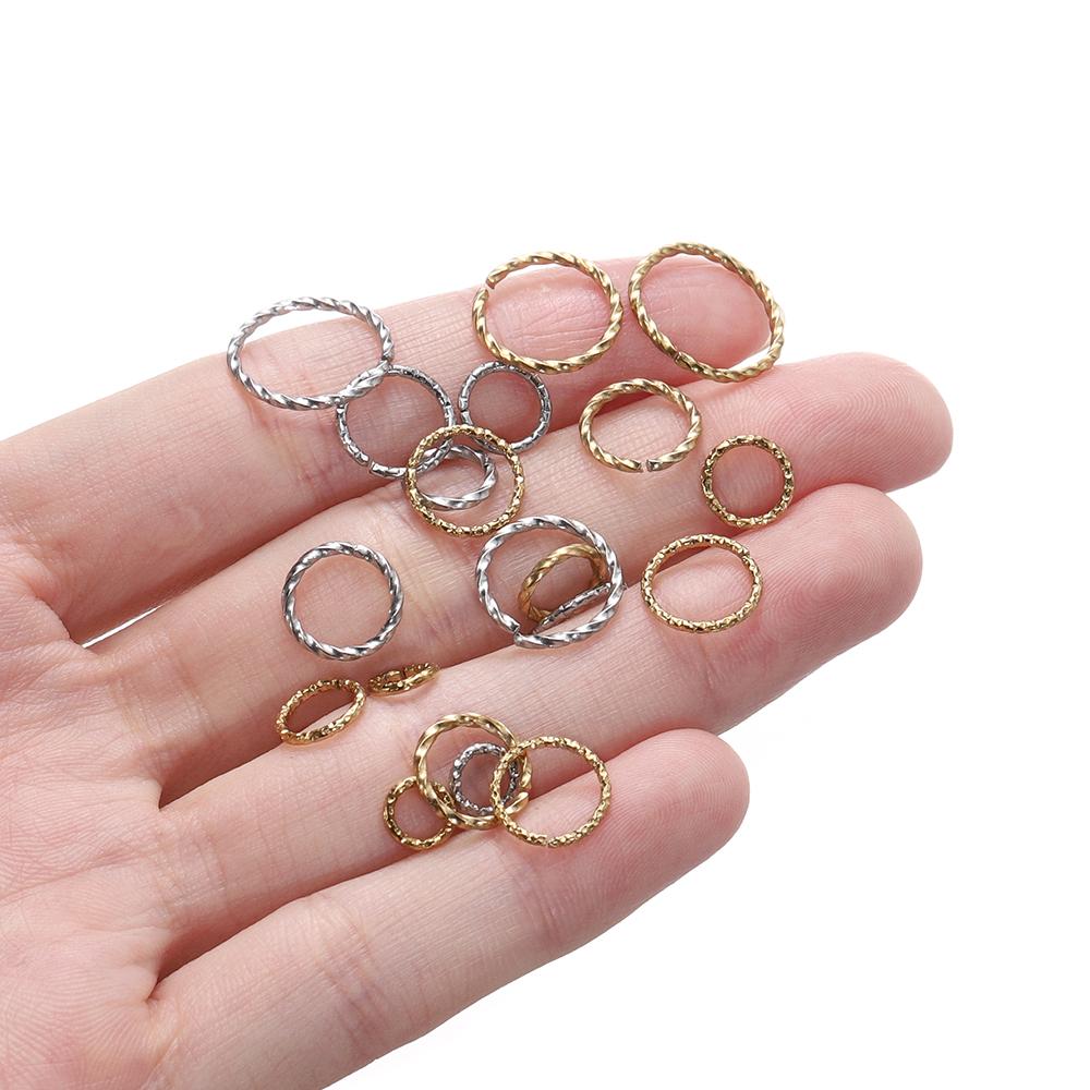50 Stück/Los Edelstahl Runde Geprägte Biegeringe Verdreht Offen Spaltring Verbinder für Schmuckherstellung Zubehör Bastelbedarf DIY