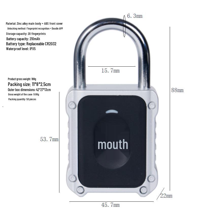 Compact Fingerprint Padlock for Backpacks, Luggage, Dorms, and Cabinets