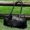 Winter First Layer Cowhide Bowling Armpit Bag Shoulder Bag Toast Bag Pillow Bag Large Capacity Commuter Leather Women'S Bag