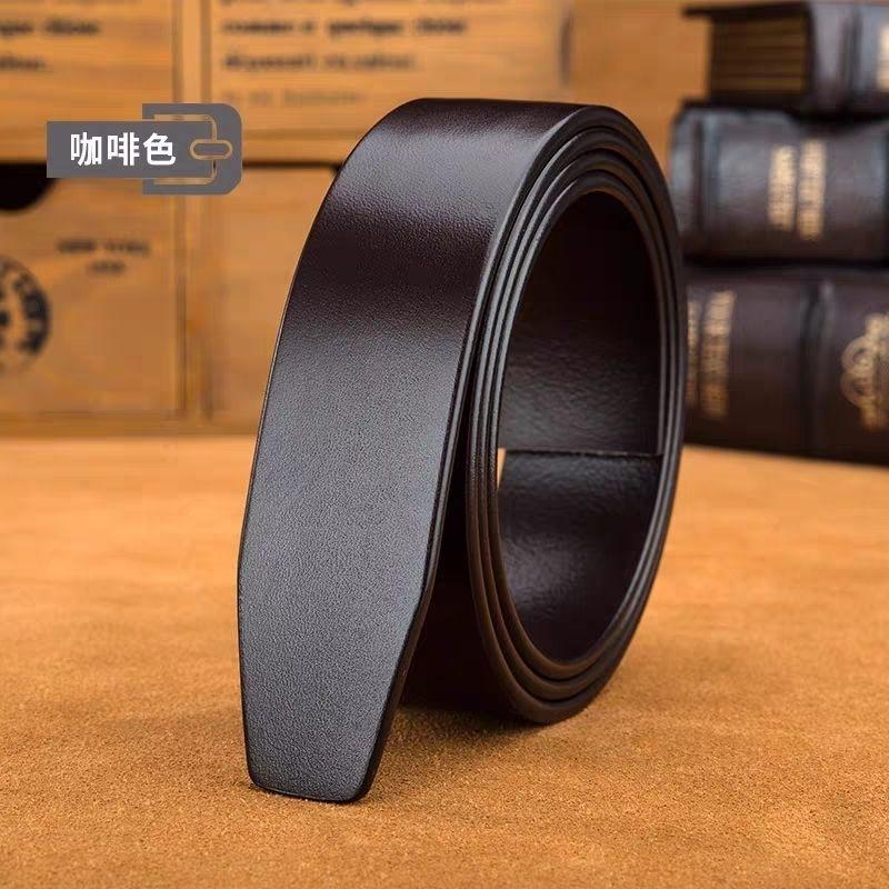 

Первый слой коровьей кожи Автоматическая пряжка Бесшовная ремень Прочный Натуральная кожа С зубцами Полоса ремня Папа Бизнес 3.4 Ремень 125cm