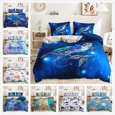 Three-Piece Marine Life Sea Turtle Quilt Cover Bedding Digital Printing Kit