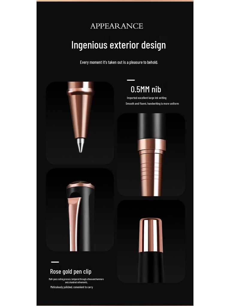 0.5mm Luxury Metal Signature Pen Set - Ballpoint & Rollerball Pens with Custom Logo for Business and Meetings