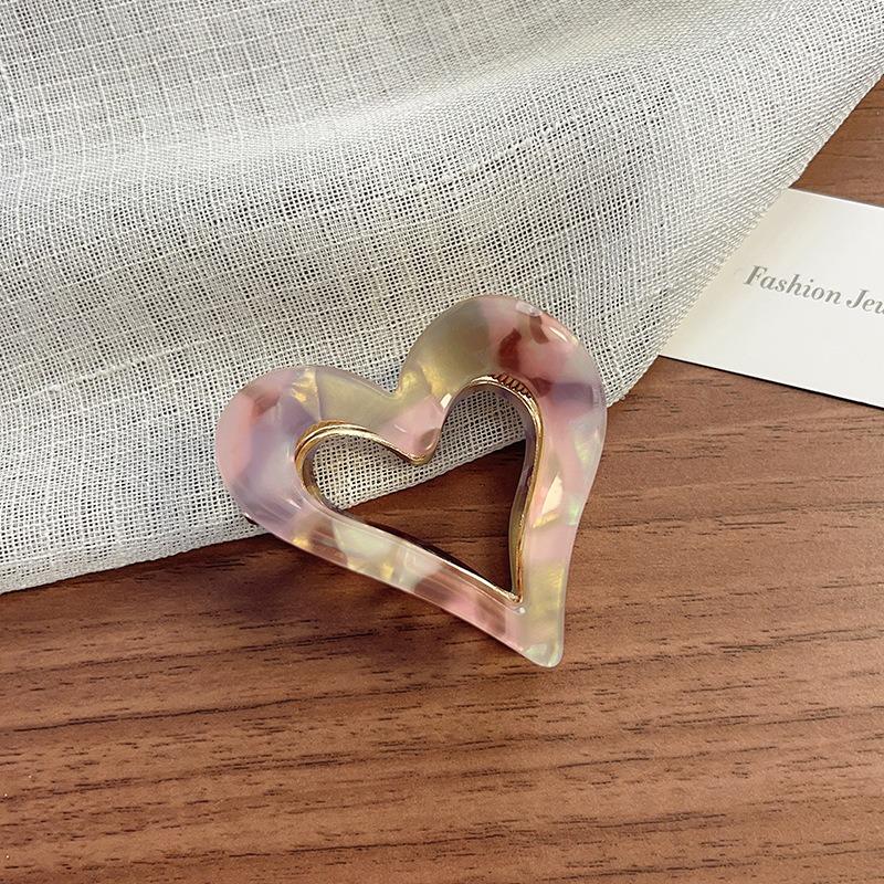 1pc Cute Heart Shaped Hair Claw Clips Colorful Acrylic with Gold Accents Multiple Pretty Hues Perfect for Sweet Y2K Hairstyles