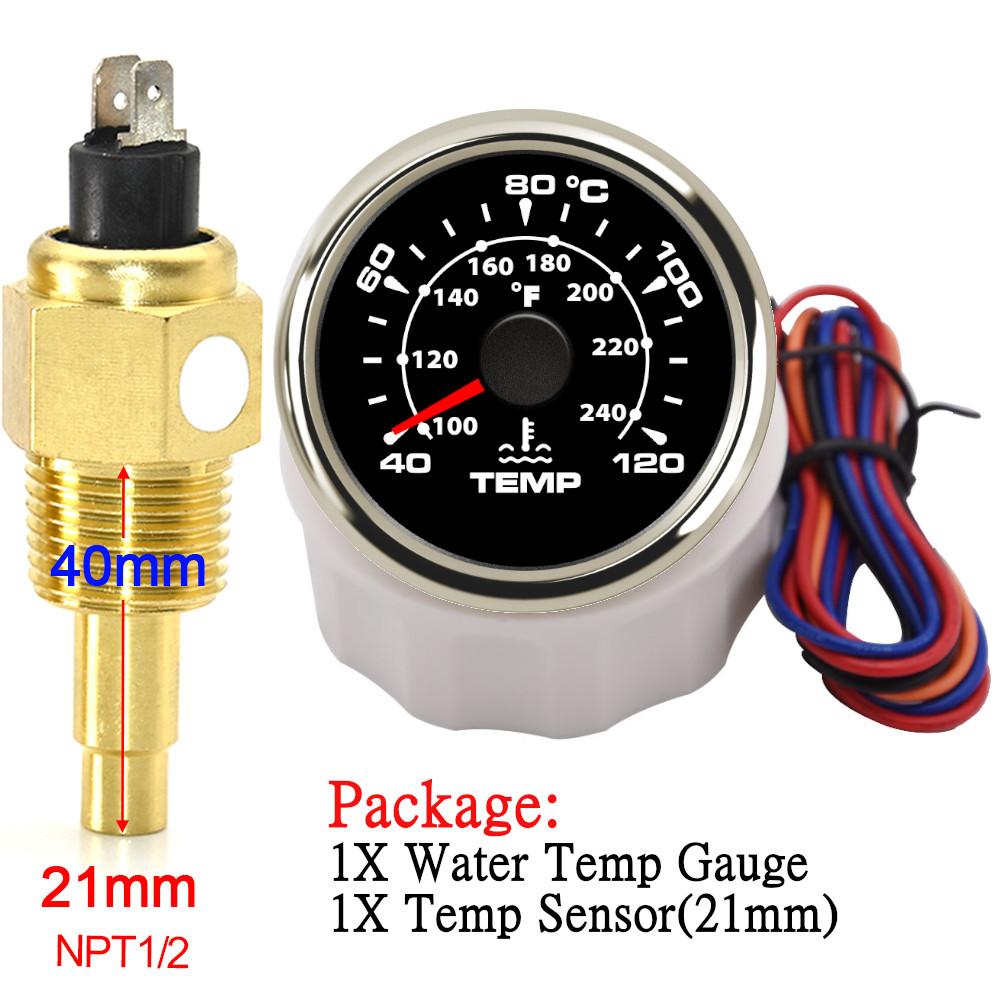 Customized10mm 14mm 17mm 21mm Temperature Sensor+52mm Water Temperature Gauge Universal for Boat Car Auto Motorcycle Thermometer