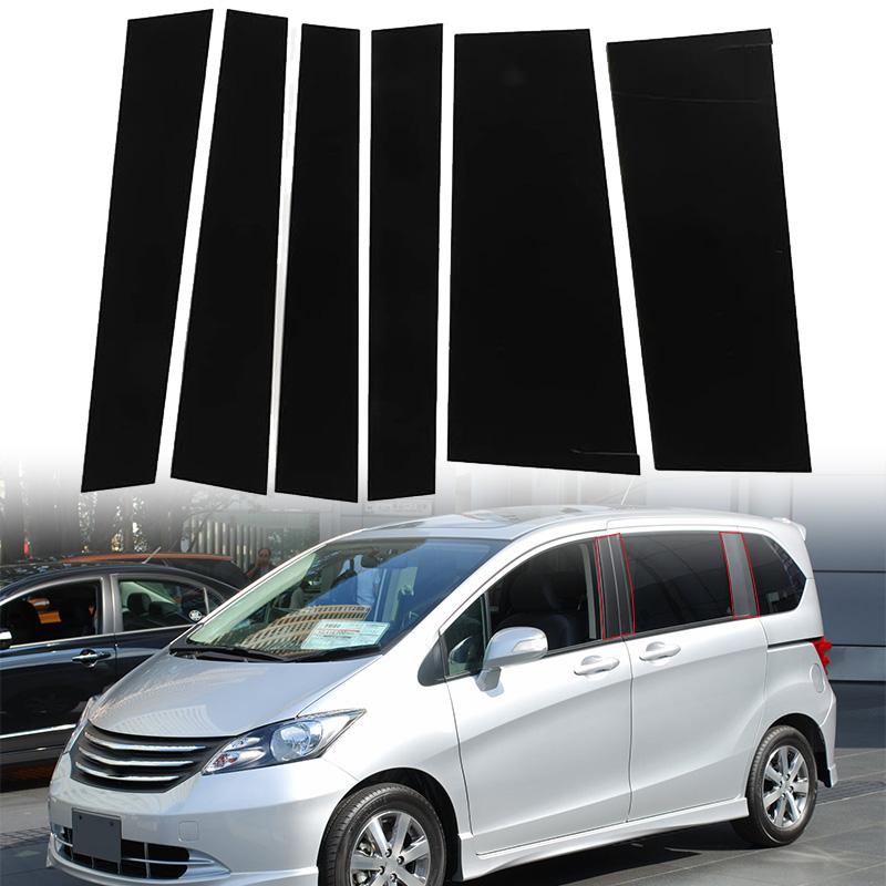 6pcs Glossy Black Car Window Door Column B C Pillar Post Trim Cover PC Stickers Accessories for Honda Freed GB3/GB4/GP3 2008-2016