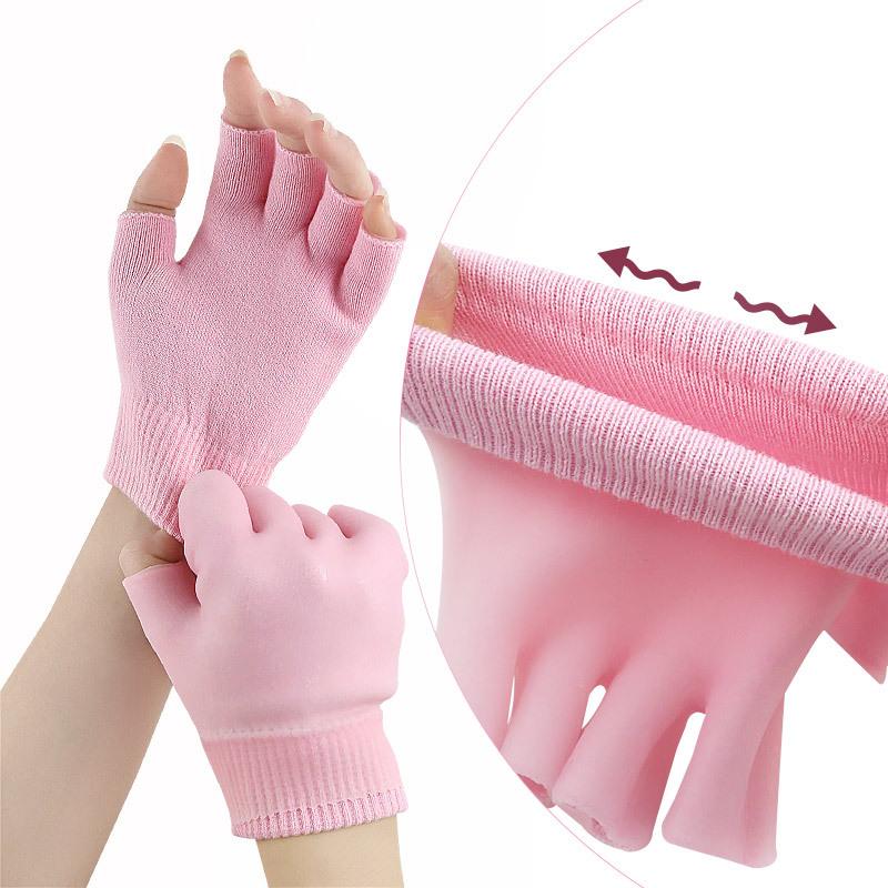 Reusable Cotton Gel Half-Finger Gloves For Deep Moisturizing Care Overnight Repair Treatment For Dry Cracked Hands Care Tool