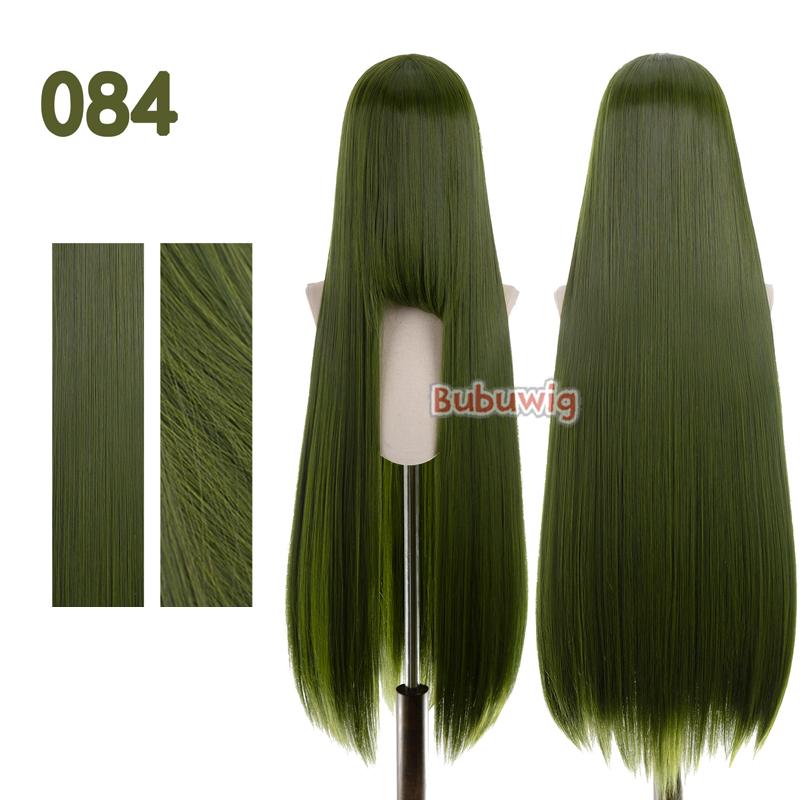 Bubuwig Synthetic Hair 100cm Long Straight Pure Color Cosplay Wigs Over 100 Colors Black White Red Blue Brown Wig Heat Resistant