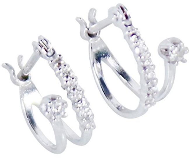 Platinum 900 Diamond Eternity Twin Earrings It Looks Like You Are Wearing Two Earrings [KASHIMA] 0.2ct