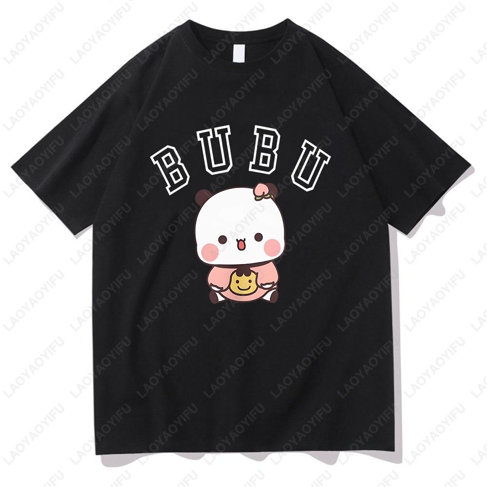 Kawaii Bubu Dudu Panda Bear Graphic T-shirts Summer Women/Men Cotton Tees Cartoon Cute Printing Couple Tshirts Casual Girls Tops