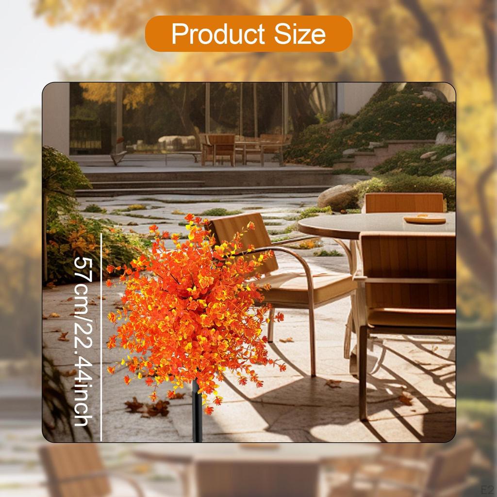 Artificial Plants Garden Stake Flowers with Ground Spike, Fall Decor Faux Shrub for