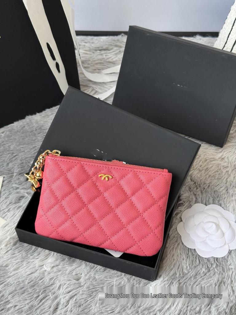 Trendige Echtleder-Kartenhalter-Geldbörse mit Rautenmuster