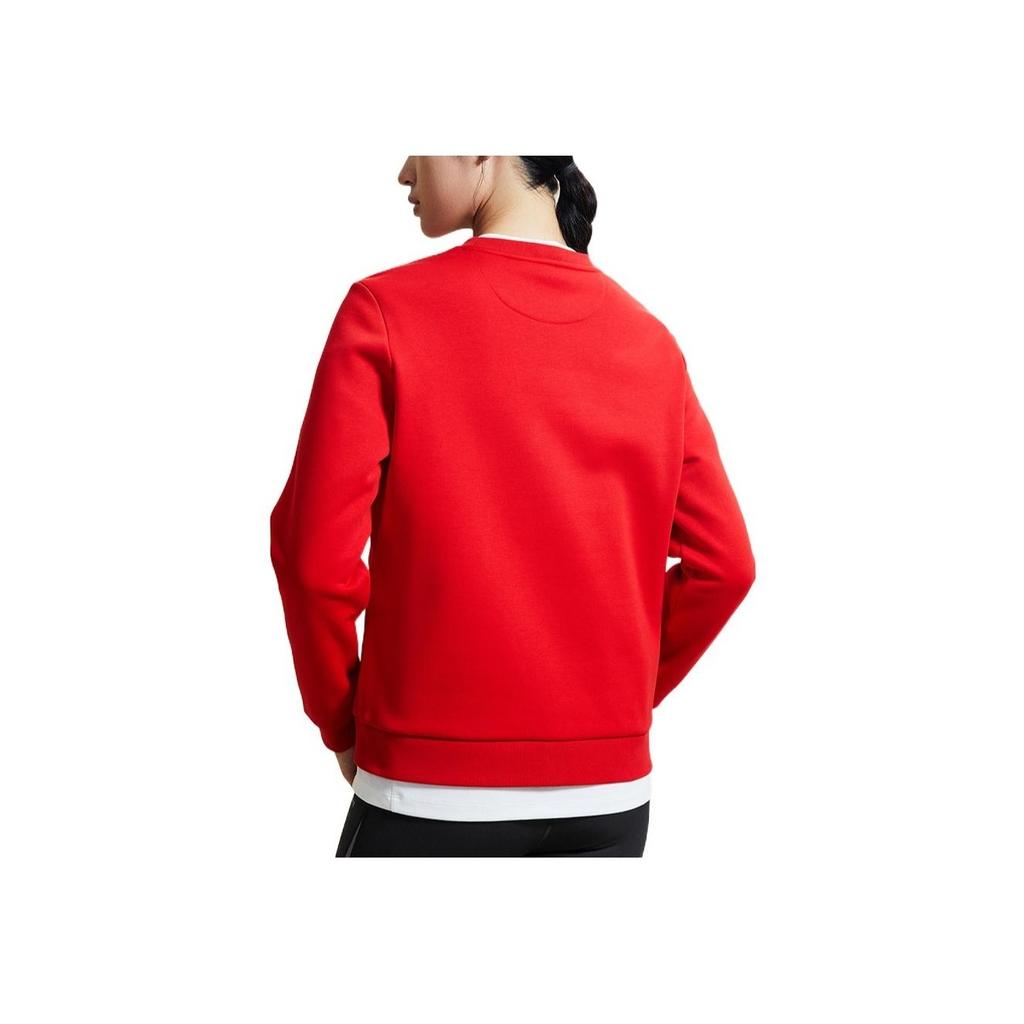 Anta Training Series Solid Color Printed Chinese Character Round Neck Fleece Long Sleeve Sweatshirt Women Sweatshirt Red 162247713-3