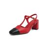 Fashion 2025 Womens Summer Footwear Mixed Colors High Heels Shoes for Woman Genuine Leather Square Toe Casual Shoes Woman Office Pumps