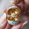 Round Egg-shaped Box Openable Flower Necklace Copper Pendant Jewelry Accessories  Anniversary