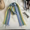 Y2k Color Block Knitted Scarf Women Cashmere Wool Scarves Harajuku Decoration Neckerchief Korean Style Thin Narrow Long Scarf
