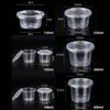 100pcs Leakproof Disposable Cups with Flat Lids Clear Pudding Bowl Ice Cream Container  Party Use