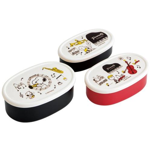 Skater Lunch Box, Sealable Container, Storage Container, Set of 3, Snoopy Orchestra Design, Made In Japan, 860ml (SRS3SAG-A)