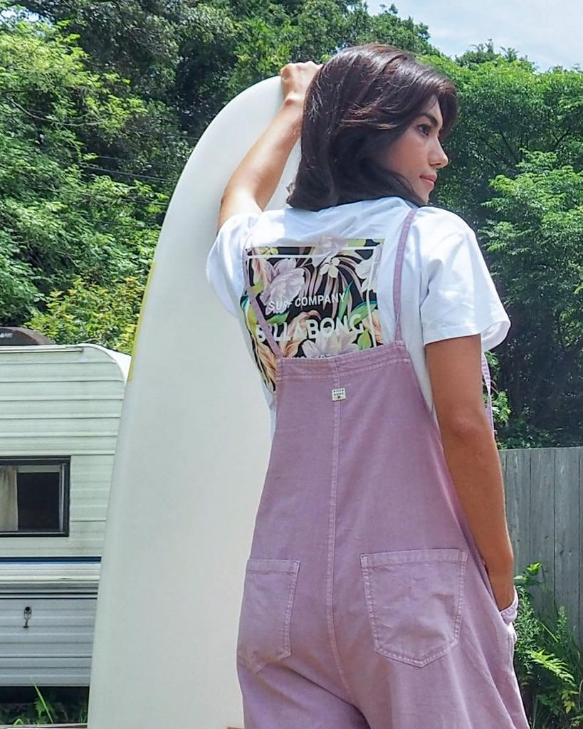 Billabong Modern Square Logo Boy Fit White Tee, Women's,